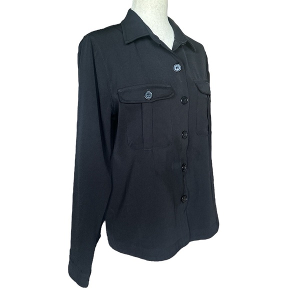 Max Mara Black Button-Down Blouse – Long Sleeves, Collared, Size L - Picture 2 of 8